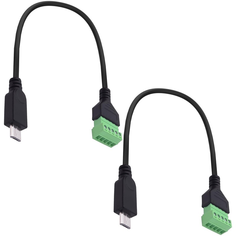 2 PCS Micro USB To 5Pin Screw Terminal Block Solderless Adapter 30cm Cord