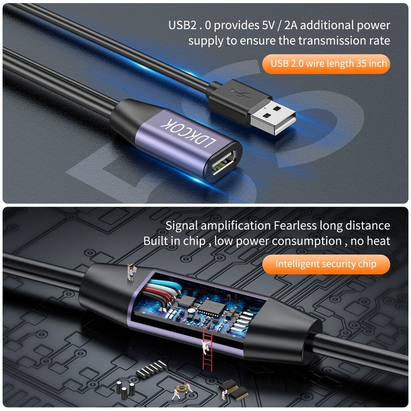 USB 2.0 Type A Male To Female Active Repeater Extension Cable 480 Mbps 50 Ft gallery