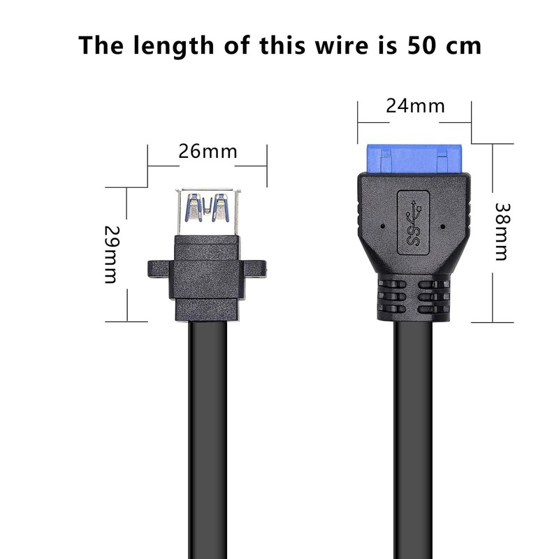 USB 3.0 Front Panel Cable Motherboard 19/20pin Cable to USB Female Splitter Adap gallery