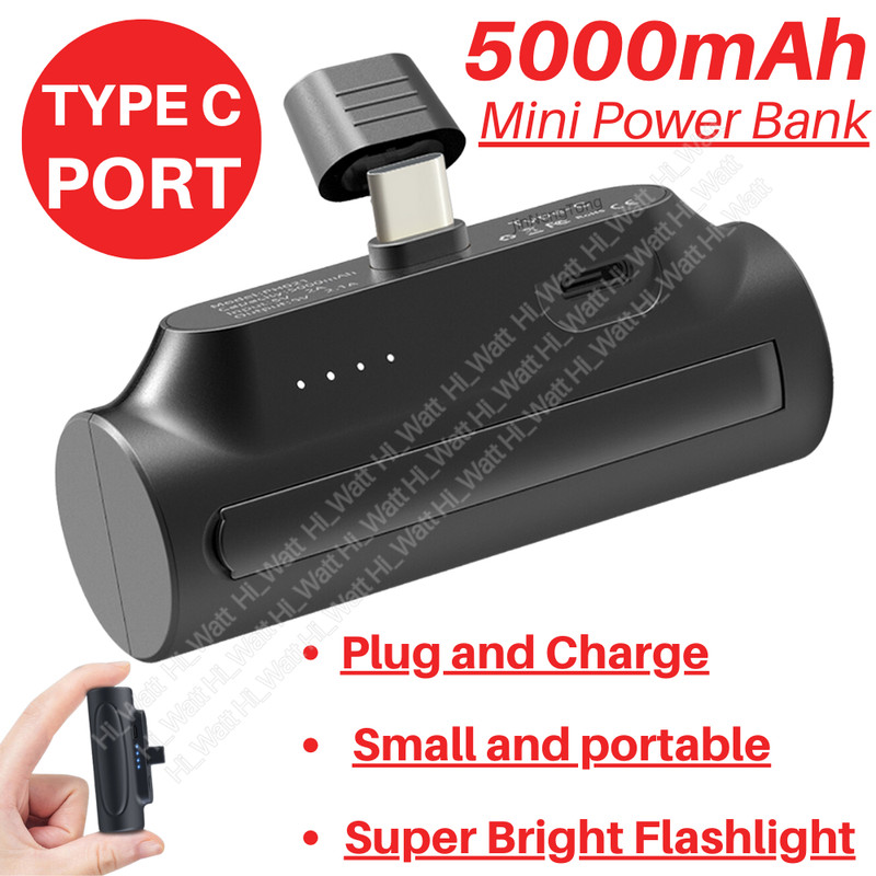 5000mAh Mini Power Bank Portable Fast Charging Battery Pack For Phone Type-c LG