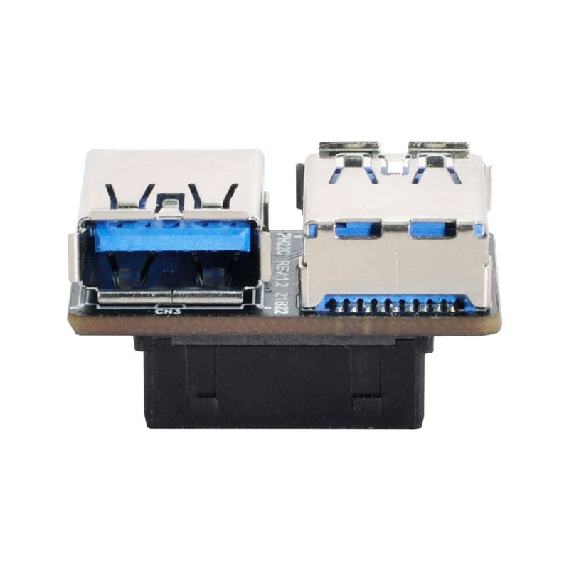 Dual USB 3.0 A Female to Motherboard 20/19 Pin Header Slot Adapter PCBA Flat gallery