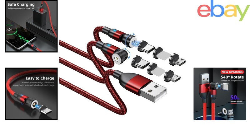 Magnetic USB Cable Set, Braided 1.6ft Length, Ideal for Indoor and Outdoor Use gallery