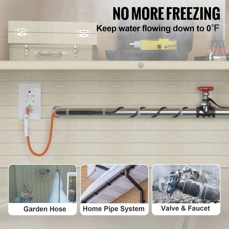Self - Regulating Pipe Heating Cable, 60 - feet 5W/ ft Heat Tape for Pipes gallery