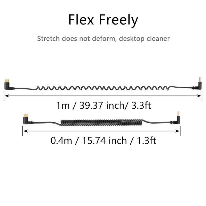 Coiled USB C Charging Cable 1m/3.3ft Spring Design gallery