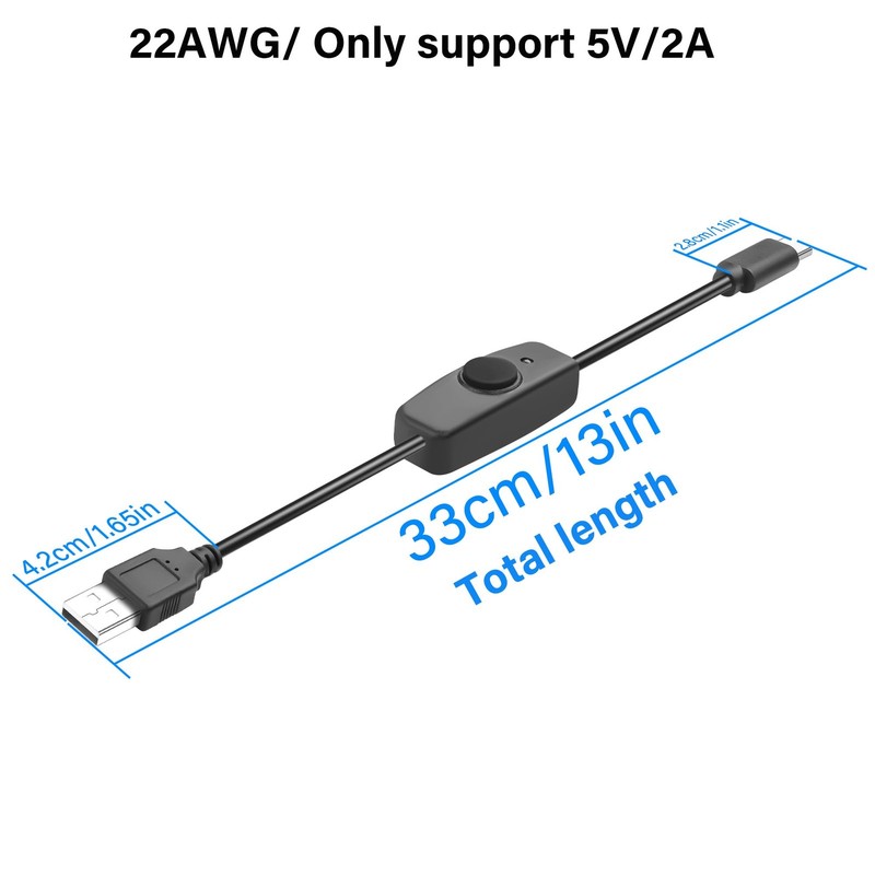 Short USB Type A To C Power Switch Extension Cable Cord On Off 0.98ft 2PCS gallery