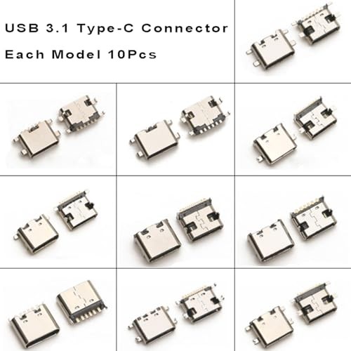 100Pcs 10Models Type-c USB 3.1 Charging Dock Connectors Mix 6Pin 16Pin Use Phone gallery
