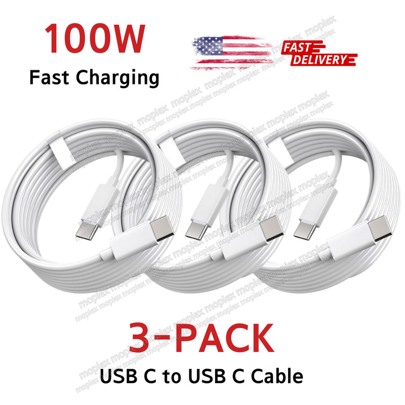3Pack 100W USB C Fast Charging Cable 3/6ft Heavy Duty Cord for MacBook iPhone 15