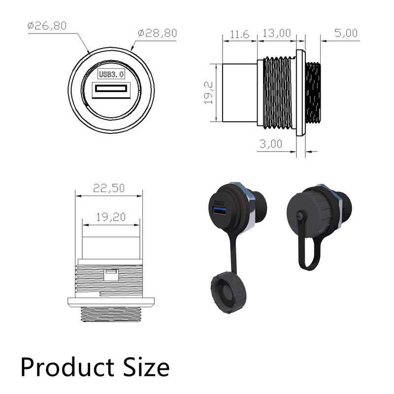 5pcs Usb3.0 Waterproof Connectorindustrial Panel Mount Bulkheadfemale To Female gallery