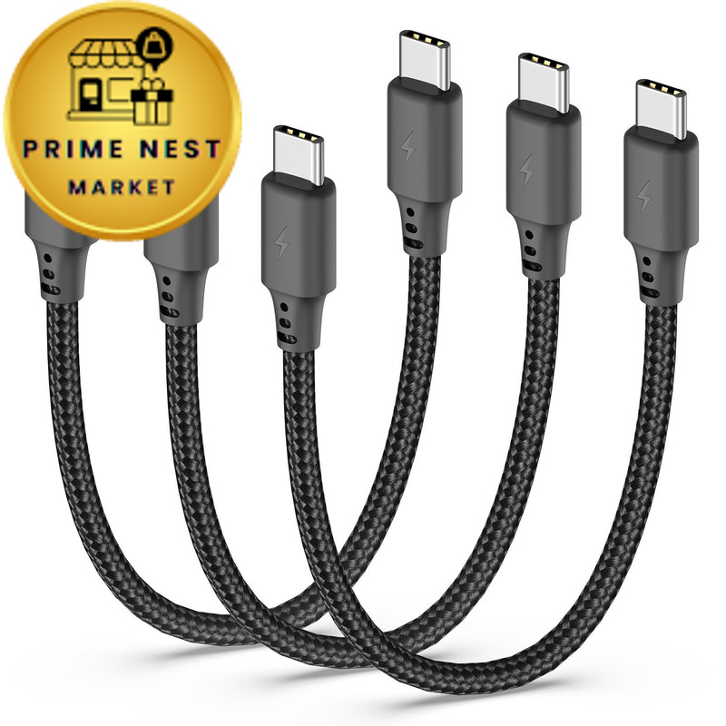 Cenepor Short USB C to C Cable 6 inch 3Pack, C 0.5FT, Black