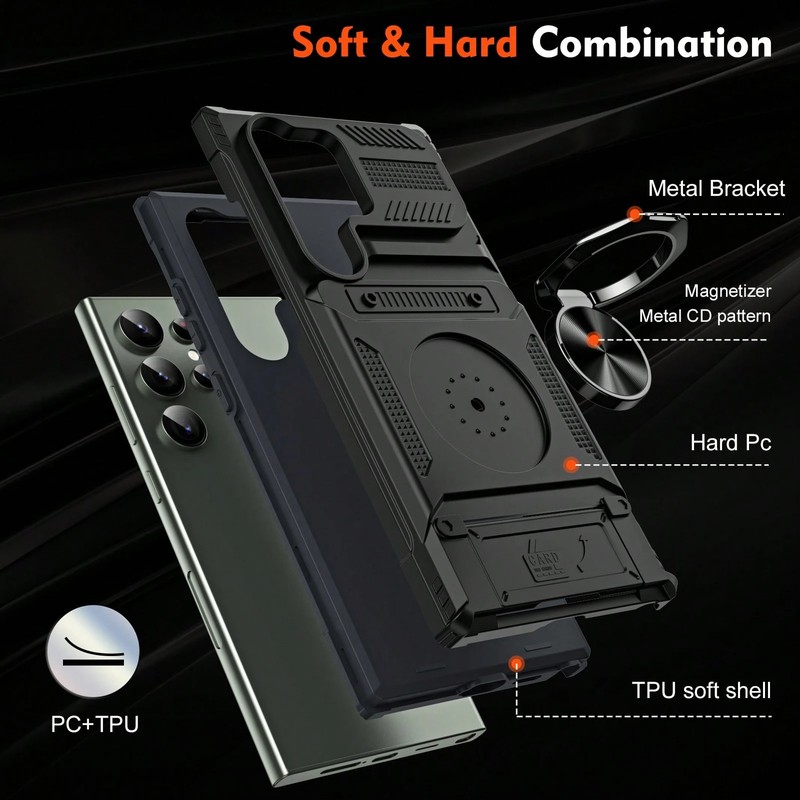 360° Rotatable Military Anti-Fall Phone Case w/ Ring Stand for iPhone & Samsung gallery