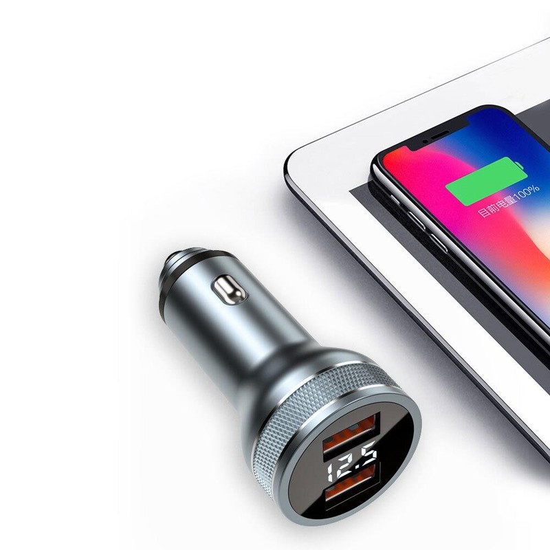 1x Dual USB Charger Quick Charge 3.0 Fast Charging LED Voltmeter Car Accessories gallery