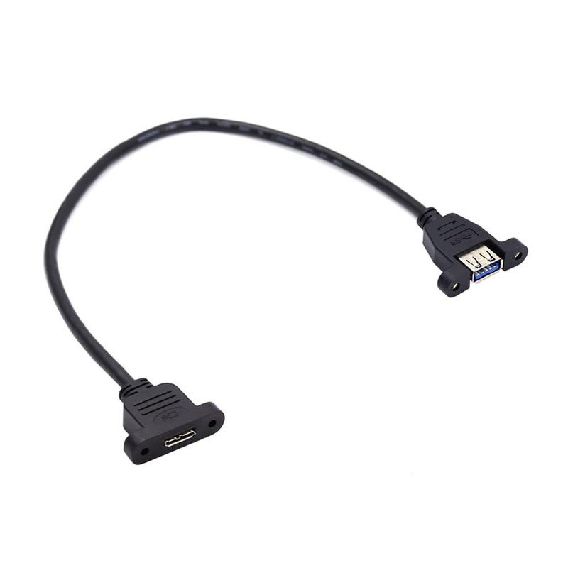 Type-A USB 3.0 Female to Micro 3.0 Type-B Female Screw Mount Extension 5Gbps gallery