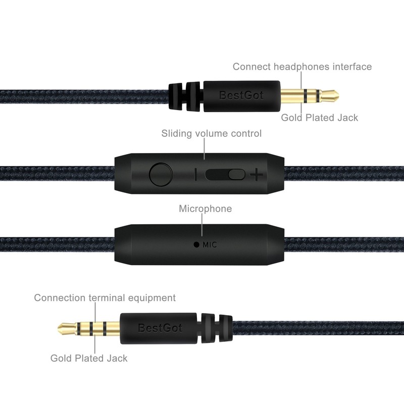 Cable de audio con control de volumen de micrófono Cable auxiliar de 3,5 mm gallery