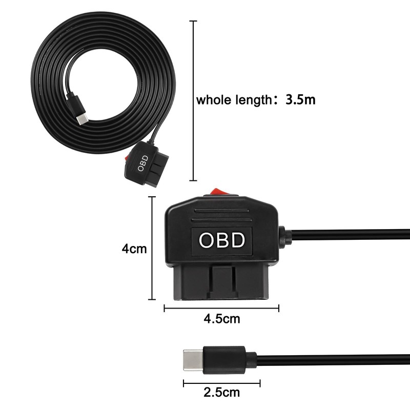 XMSJSIY OBD Power Cable for Dash Camera Type C OBD2 Power Cable Adapter Hardwire gallery