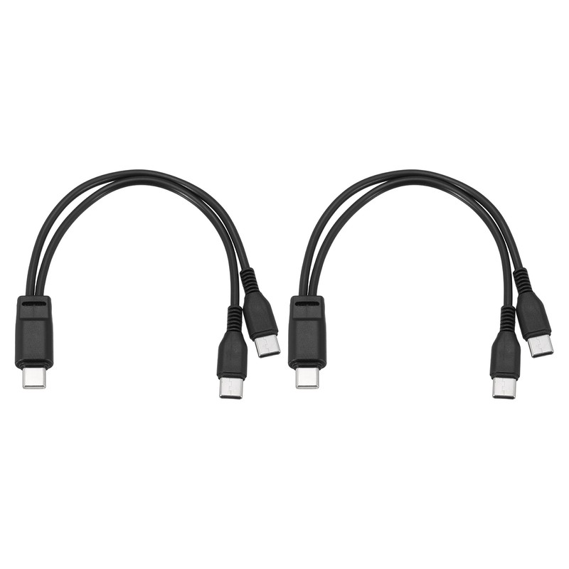 2 Pcs Multi USB Type C Male to 2 USB Type C 2 in 1 Splitter 8”, Black