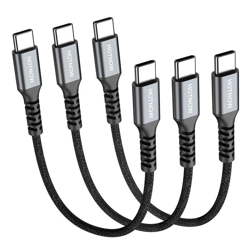 Short USB C to C Cable 0.5FT 3Pack, 6Inch USB-C 65W Fast Charging Cords for Sams
