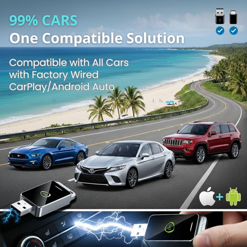 2-in-1 Wireless CarPlay & Android Auto Adapter (2026 Upgraded WiFi 6-BT 5.4) ... gallery