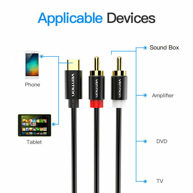 Original VENTION Type-C 2 RCA Audio Cable to 2RCA Converter Adapter Lead Cord AU