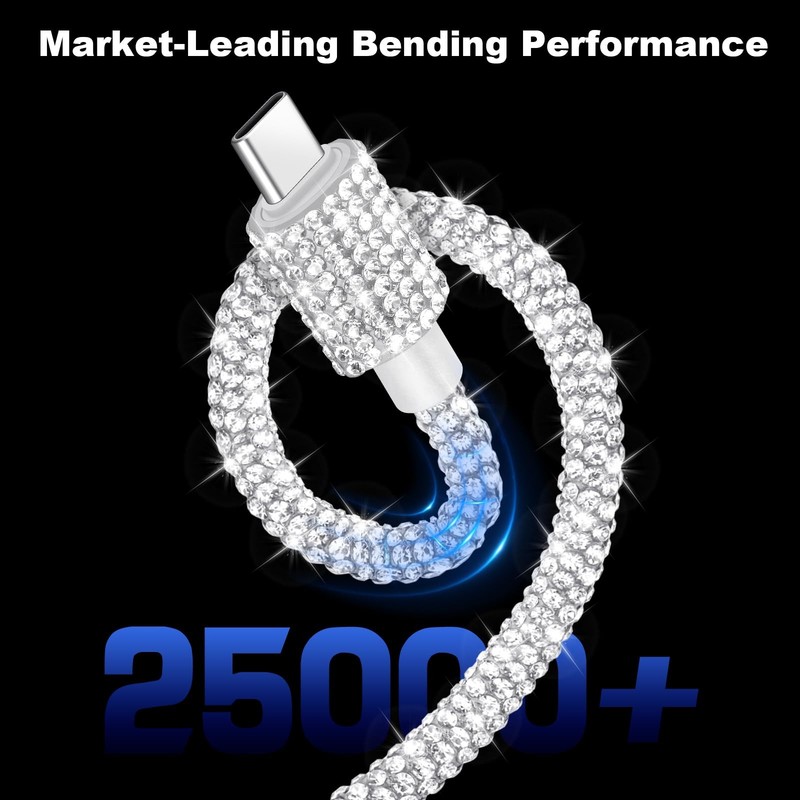 USB Cable for iPhone 17 Charging Cord, Fast Charging Cable Bling Sparkling Di... gallery