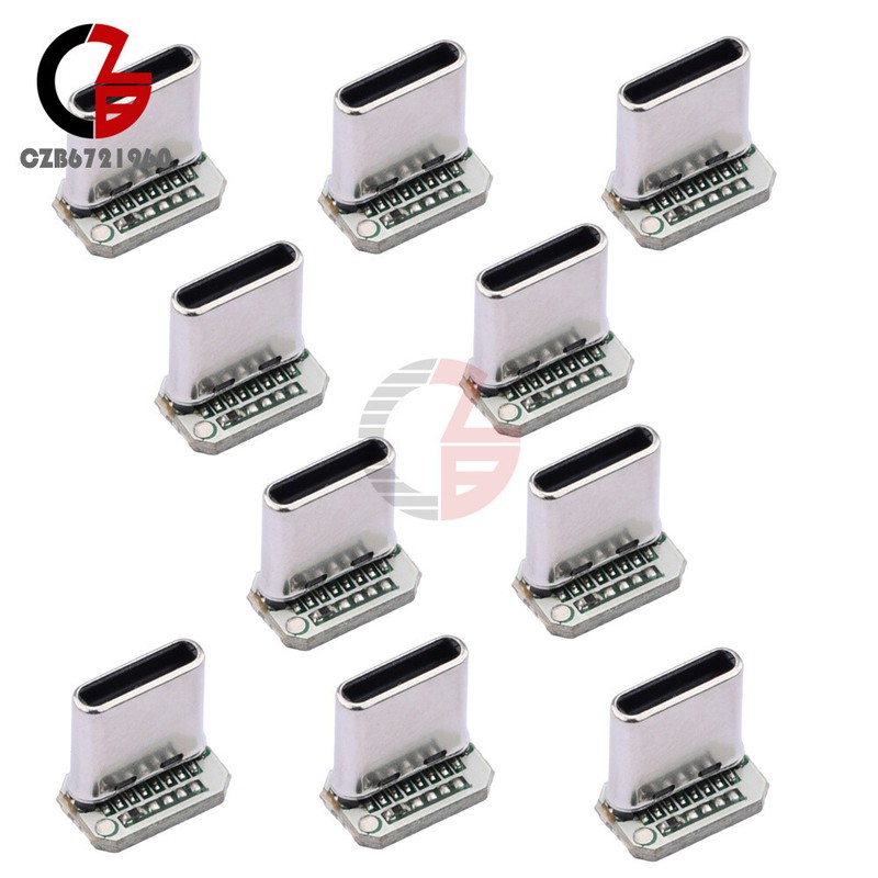 10Pieces USB-C Male Head 5V 16 pin USB Type-C Connector Port Vertical Jack Board
