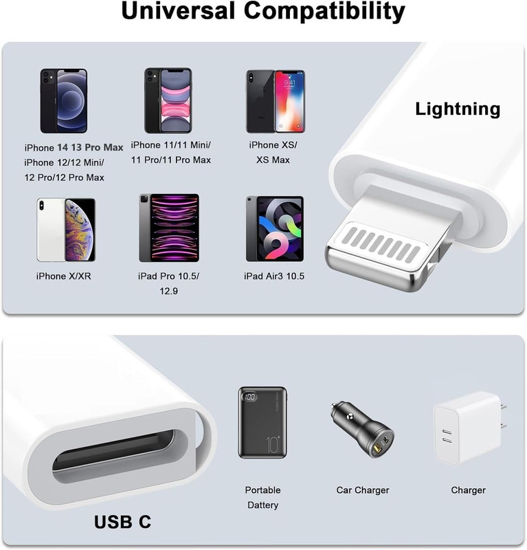 2Pack Lightning Male to USB C Female Charging Adapter,[Mfi Certified] Type C Cha gallery