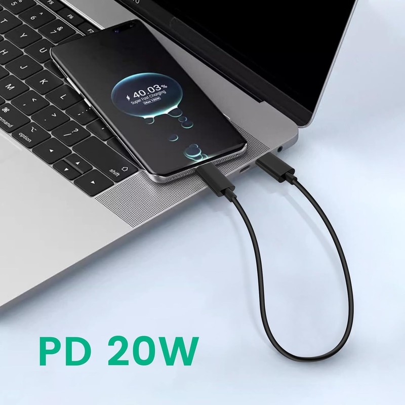 USB C to C Charger Cable 5-Pack 1ft Short Black Fast Charge 60W gallery