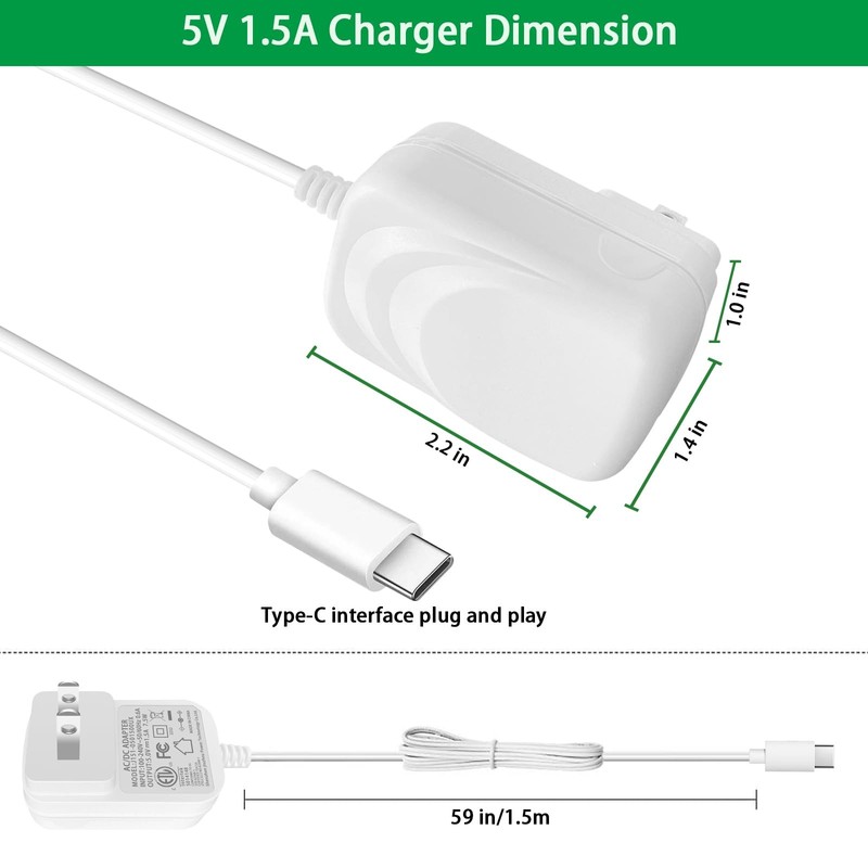 5V 1.5A Power Supply, 5Volt Charger with Type C and Micro USB Ports, for 5 Vo... gallery
