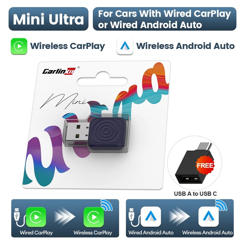 CarlinKit 5.0 Wired To Wireless Adapter Wireless Android Auto Wireless CarPlay
