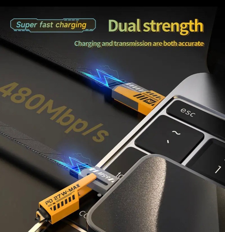 4in1 High Quality PD Fast Charging Data Cable For Android iPhone USB A, USB C gallery