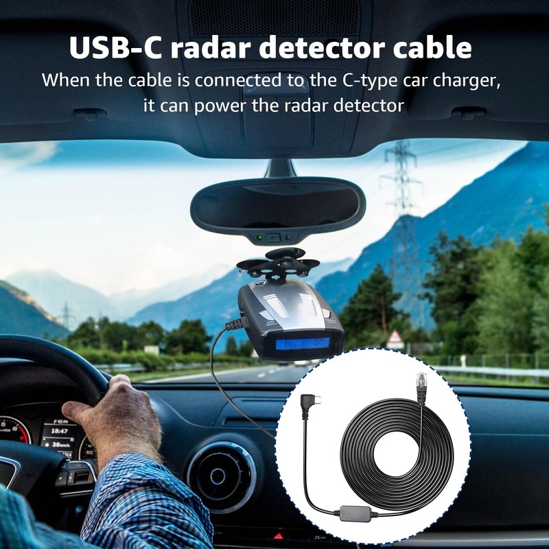 USB C to RJ11 Radar Detector Power Cable for Uniden Escort & More 13FT gallery