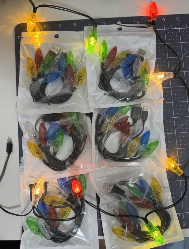 6 pack Christmas String Light iPhone Charger for models 14 and older. gallery