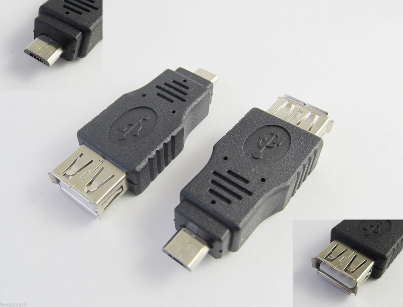 USB 2.0 A Female Jack to Micro-B 5 Pin Male Plug OTG Adapter Connector F/M New