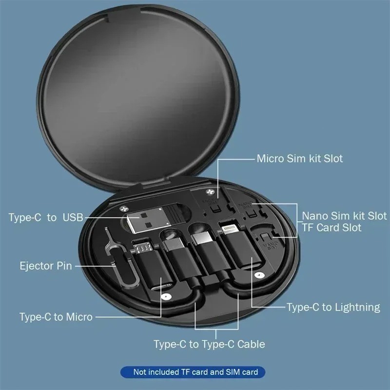 60W Type-C to Type-C 8-Pin Fast Charging Cable Adapter Kit Travel Storage Box gallery