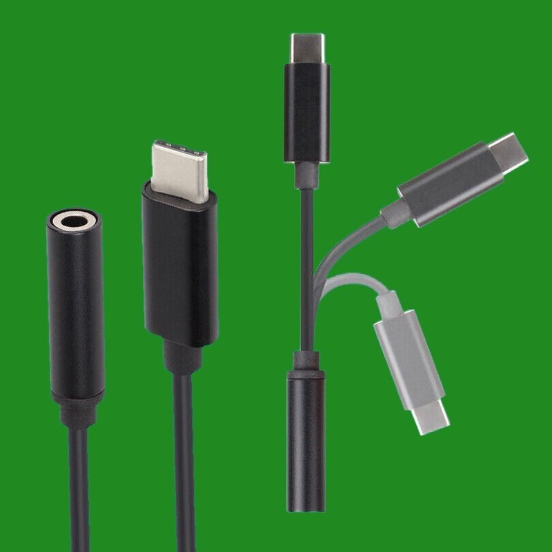 1x Black USB C Male to 3.5mm Female Headphone Adapter Jack, 120mm Length