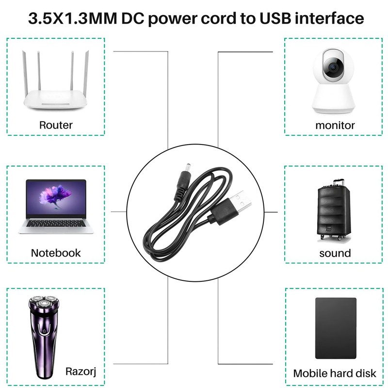 3.5mm x 1.3mm Black USB Cable Lead Cord Supply T7H35457 gallery