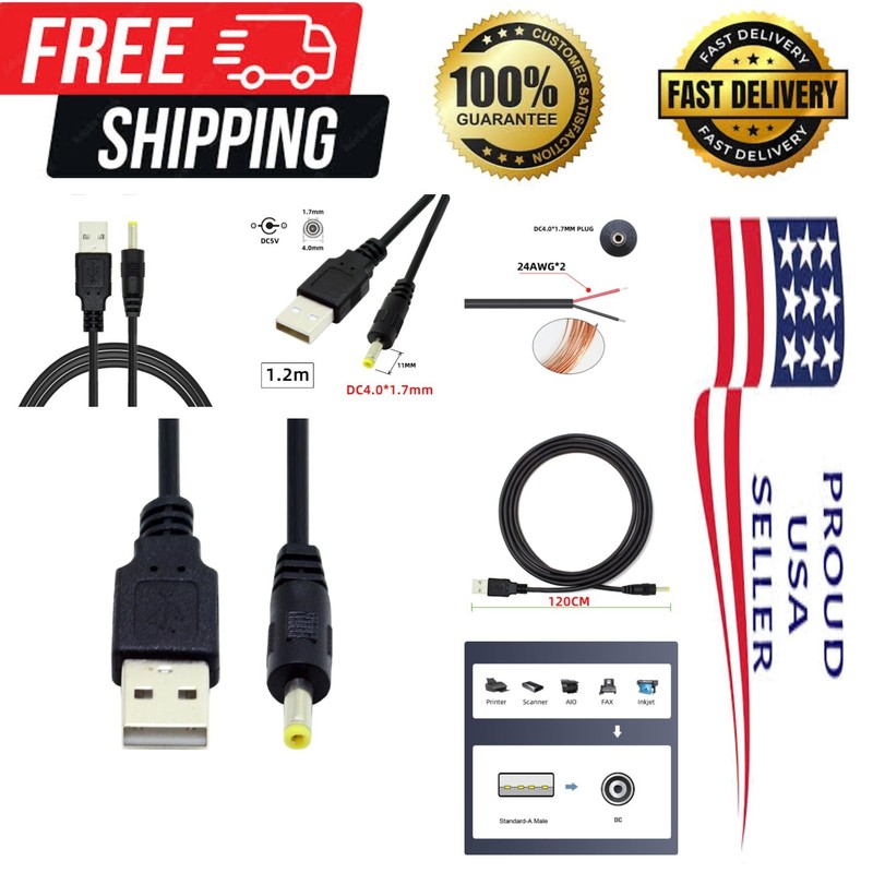 Versatile 120cm USB to DC 4.0×1.7mm Cable – Perfect for Small Electronics