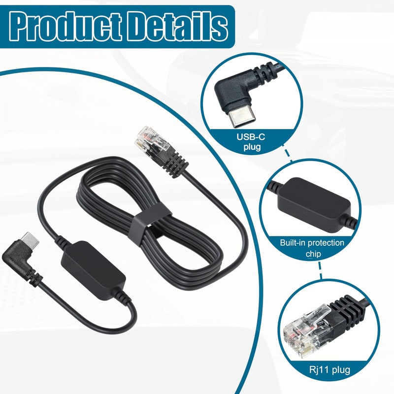 USB-C to RJ11 Radar Detector Power Cord Compatible with Escort MAX360 MAX 360... gallery