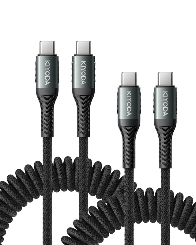 USB C Cable for Car 3FT/6FT, Coiled USB C to USB C Cable Fast Charging 66W, B…