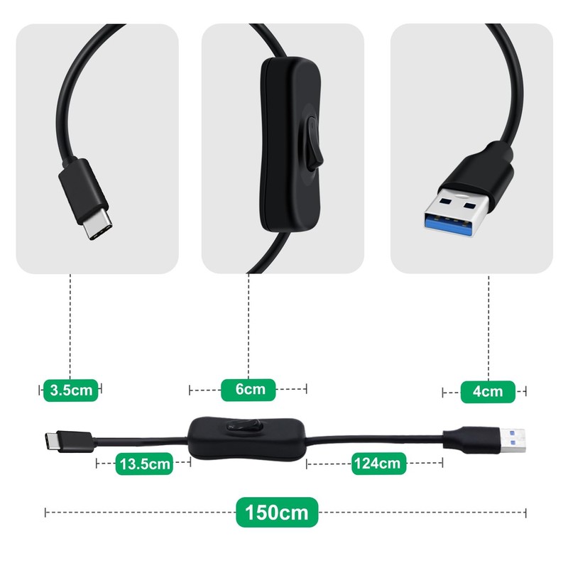 USB C Cable Switch USB 3.0 Type C Charger 5Gbps Data Transmit Power 4.9FT gallery