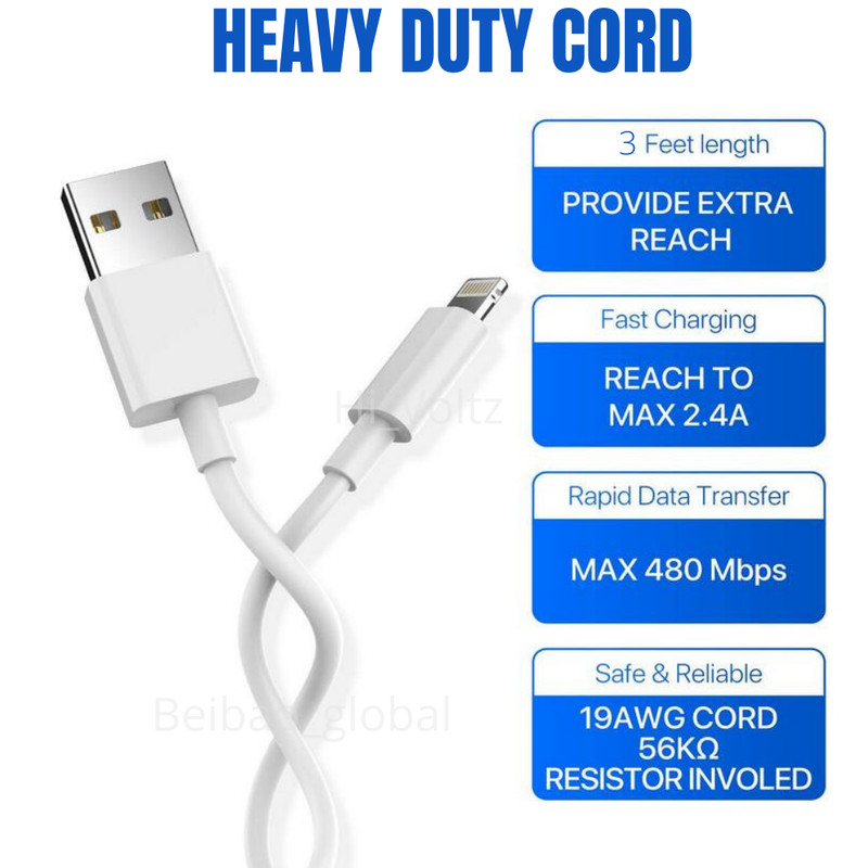 USB Power Adapter Fast Charger Cable Cord For iPhone 13 12 11 XS X XR 8 7 6 5 SE gallery