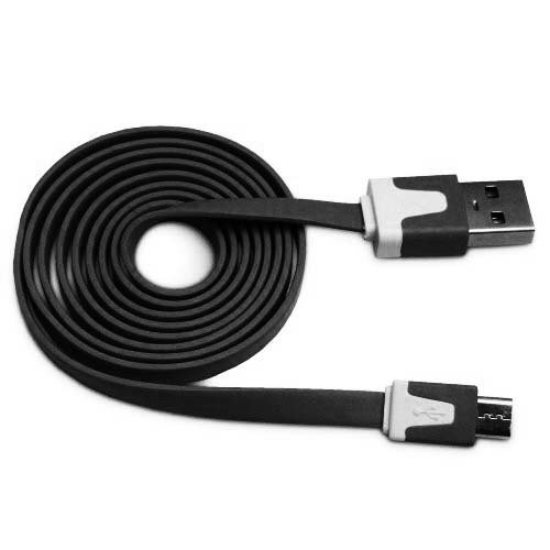 Flat Tangle Free Micro USB Sync and Charge Data Cable (6ft) – Black