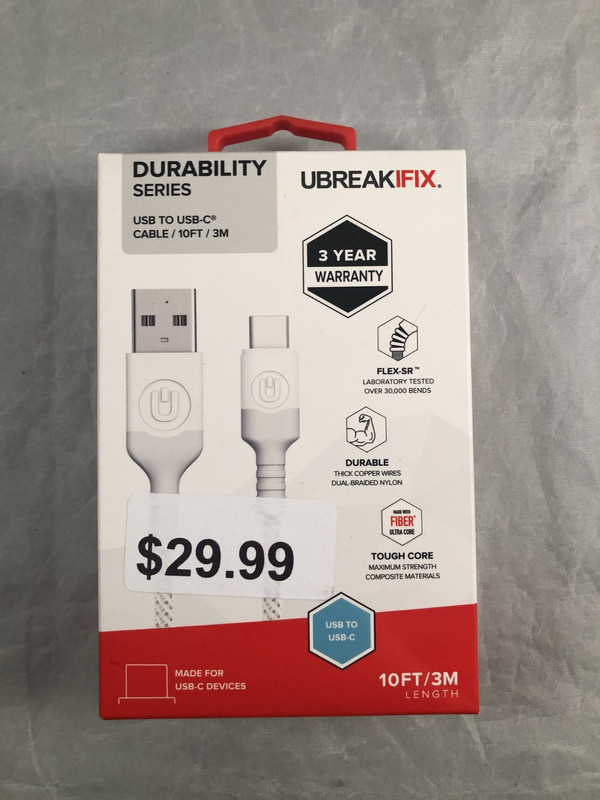 UbreakIfix Cable / 10FT / 1.2M USB to USB-C White