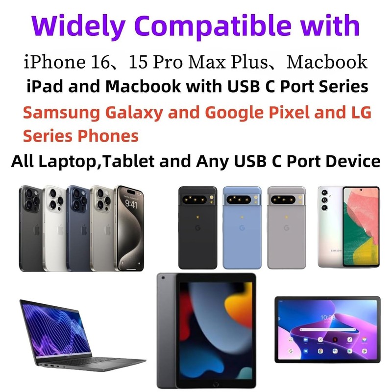 USB C Cable 20ft,USB C to USB C Cable 60W Fast Charging 2 Pack, Extra Long Ty... gallery