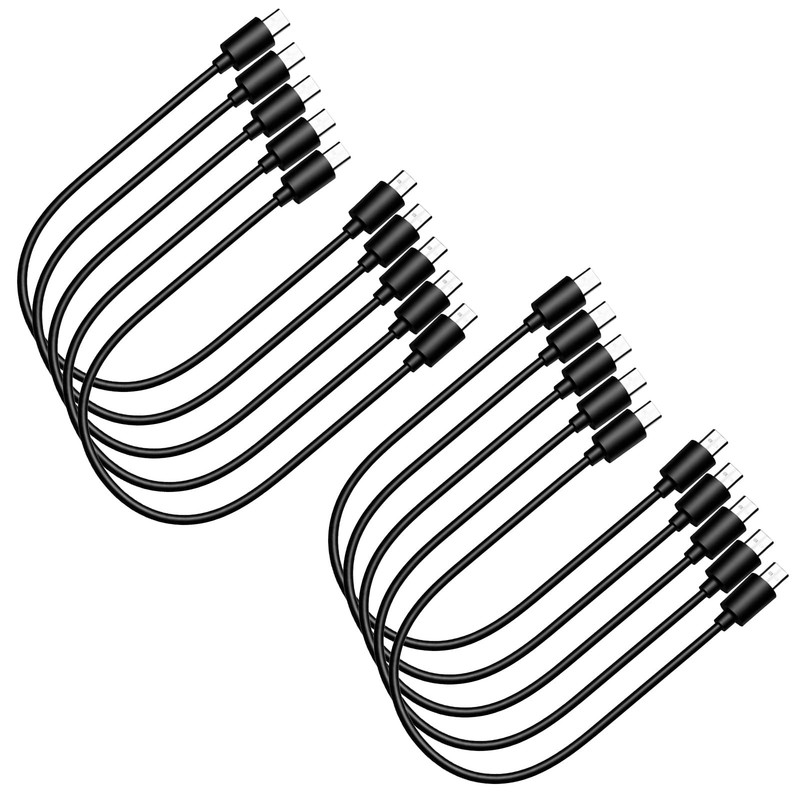 10-Pack Cable USB C to USB C 1FT, USB-C to TypeC Charging Cords Black Short U…