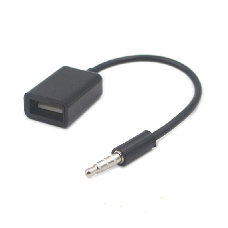 3.5mm Male Audio AUX Jack to USB 2.0 Type A Female OTG Converter Adapter Cable ~