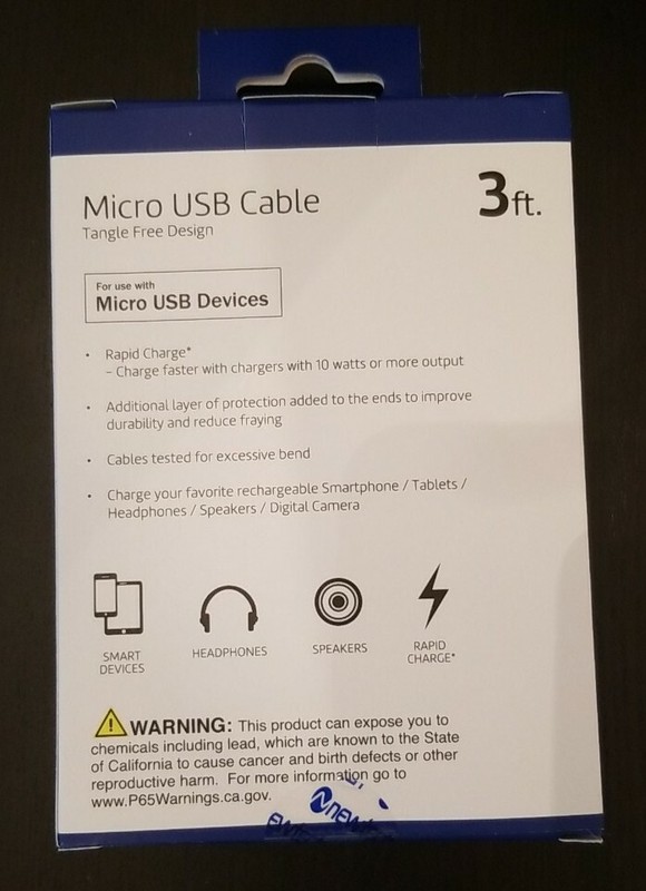 Micro USB Cable 3ft. Tangle Free Design for use with Micro USB Devices gallery