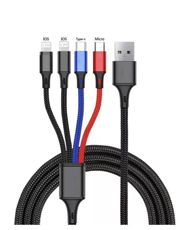 4 in1 Multi USB Charging Cable Fast Charger Cord For iPhone/Samsung/Type C/Micro gallery