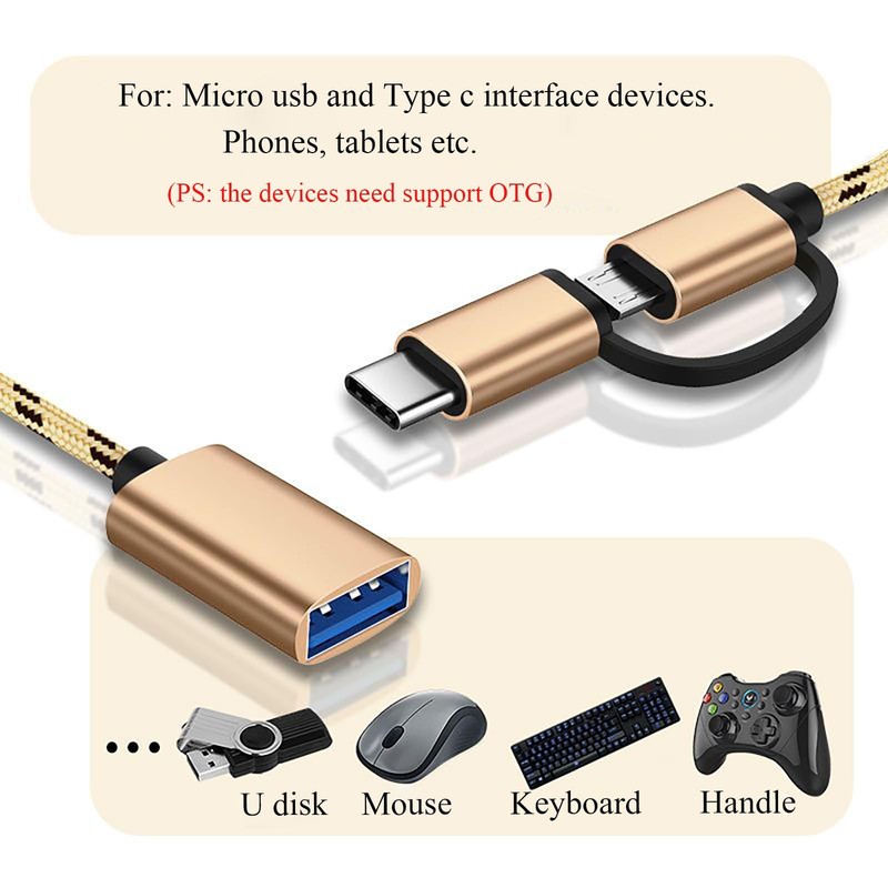 2 PCS 2In1 OTG Cable USB To Type C Micro USB Adapter 5Gbps High Speed gallery