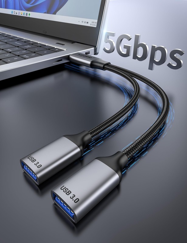 USB 3.0 Splitter 1 in 2 Out, USB Splitter Y Cable, USB Male to 2 Female Cable... gallery