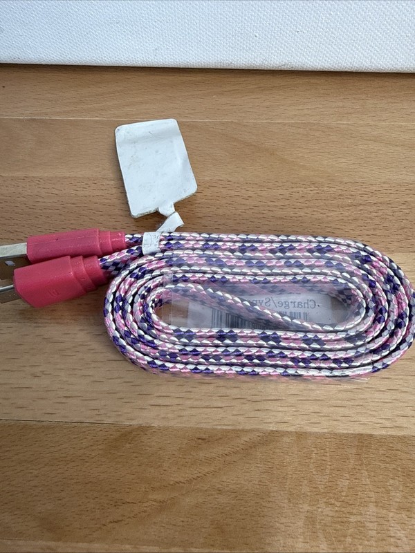 7-Eleven Braided Micro USB Charge & Sync Cable - Pink, Purple & White - 3.2ft gallery